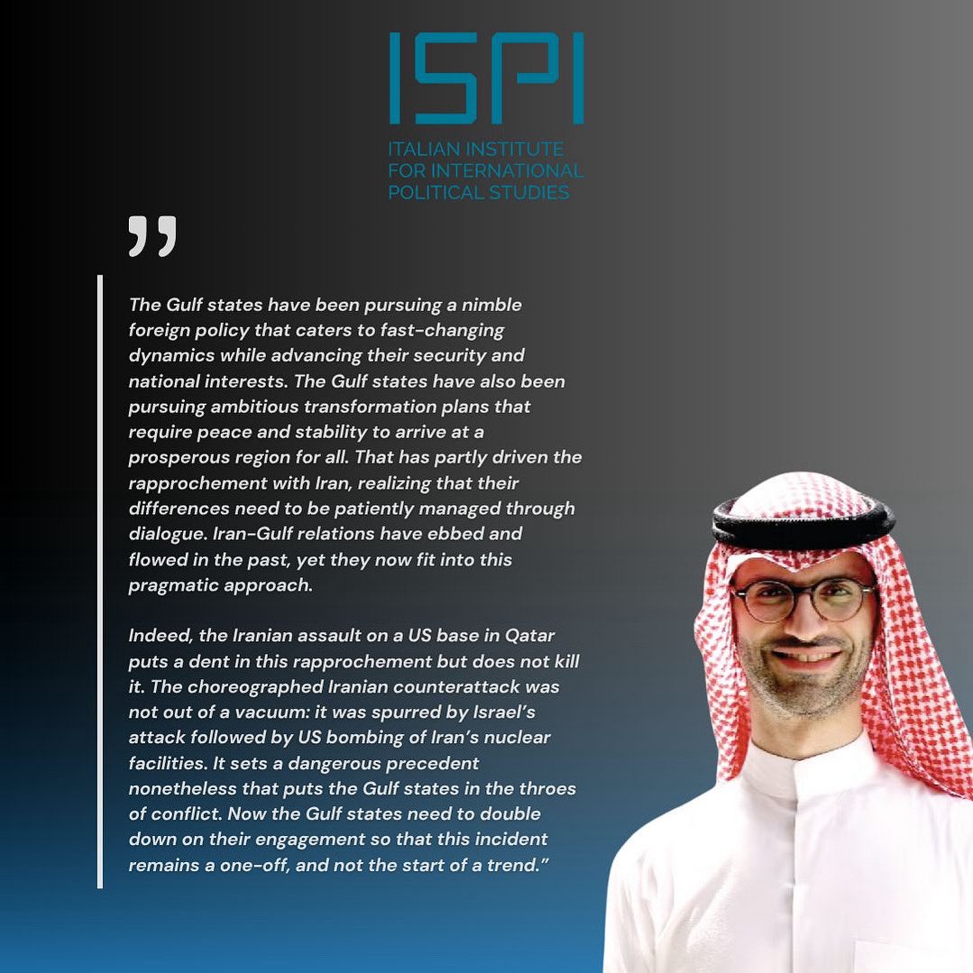 My comments to the Italian Institute for International Political Studies (ISPI) on Iran-Gulf relations after the choreographed Iranian counterattack on a US base in Qatar.