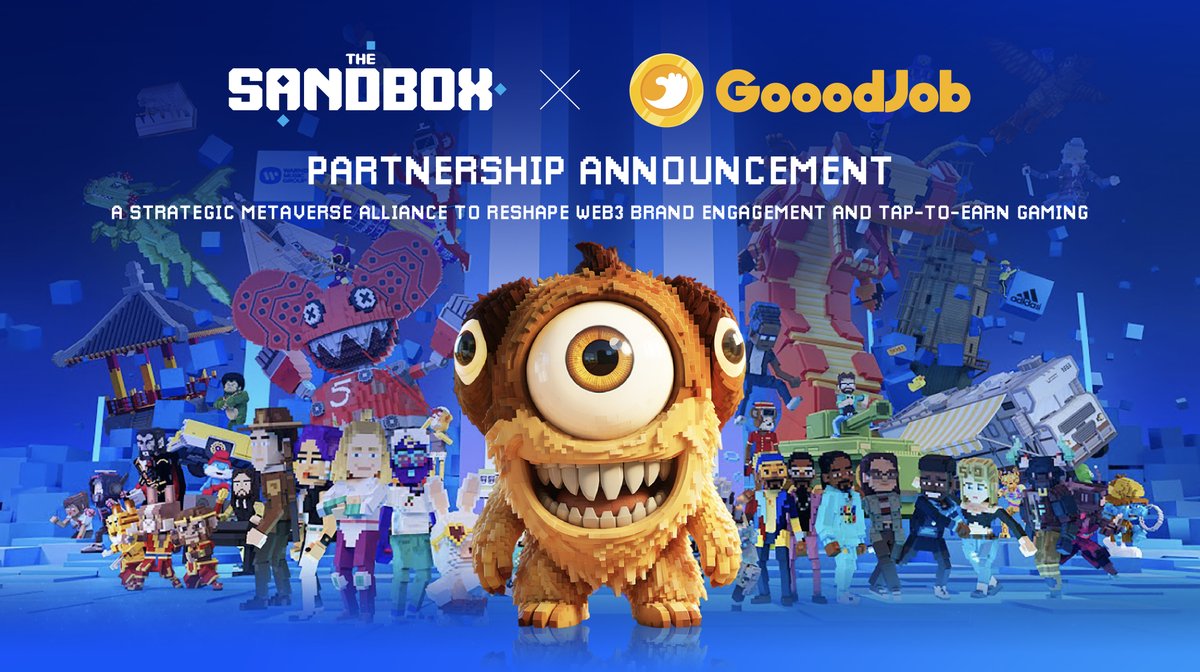 Gooodjob_io's tweet image. 🚨 It’s Official! 🚨
@TheSandboxSEA  x @gooodjob_io have joined forces in a strategic alliance to reshape Web3 brand engagement &amp;amp; Tap-to-Earn gaming.
Discover how this powerhouse partnership is bringing IP, rewards, and community to the next level. 👾🌍

📖 Read the full article…