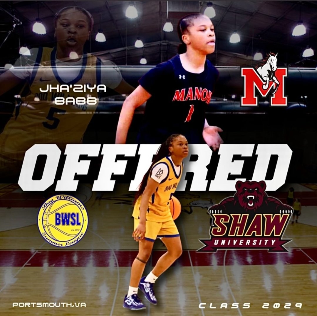 Congratulations to <a href="/jhaziyababb/">Jha’ziya Babb</a> for receiving another offer. This one from <a href="/LadyBearsball/">ShawU Womens Bball</a>. Many more to come 💛💙📈 <a href="/BasketballManor/">Lady Mustangs Basketball</a> <a href="/BWSL2029EYBL/">Boo Williams 2029 JR EYBL 💙💛</a>