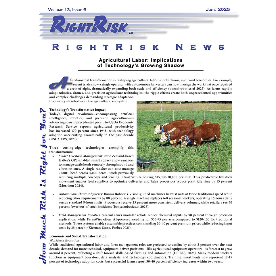 RightRiskorg's tweet image. RightRisk News- July 2025 (uwagec.org/rightrisk/news…)
#RightRisk #RiskInAg #AgRiskMgt
- Employees vs. Independent Contractors on the Farm or Ranch: A Risk Management Perspective
- Other RightRisk News
To read more see RightRisk.org/News