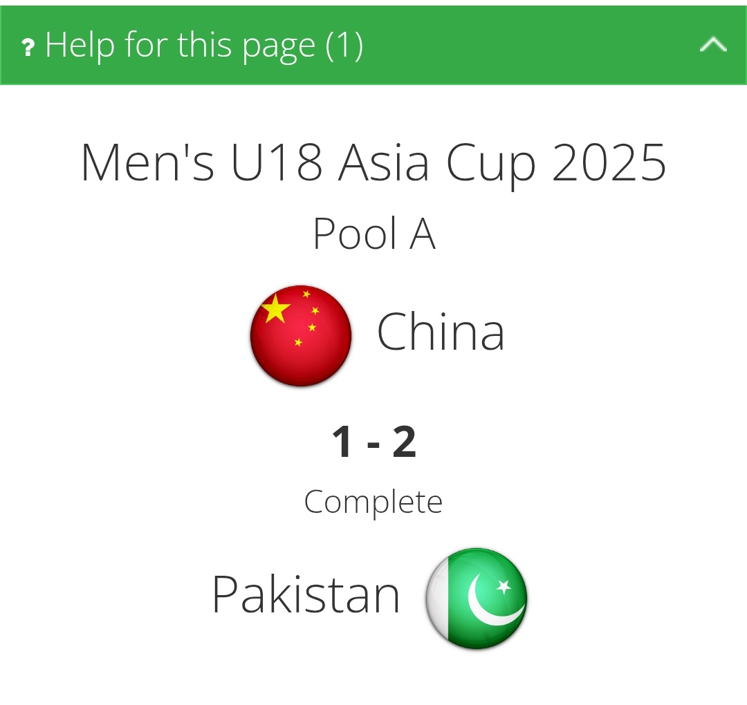 BREAKING: Pakistan beats China 2-1 to register their 4th consecutive win in U18 Asia Cup Hockey, qualifies for the semi final.