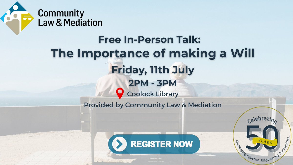 CLMirl's tweet image. Free Event: The Importance of Making a Will.

CLM is holding a free &apos;Know your Rights&apos; talk on the importance of making a will.

Date: Friday, 11th July 2025
🕙 Time: 2:00 PM – 3:00 PM
🏫Location: Coolock Library

We look forward to seeing you there!

#LegalAid #AccessToJustice