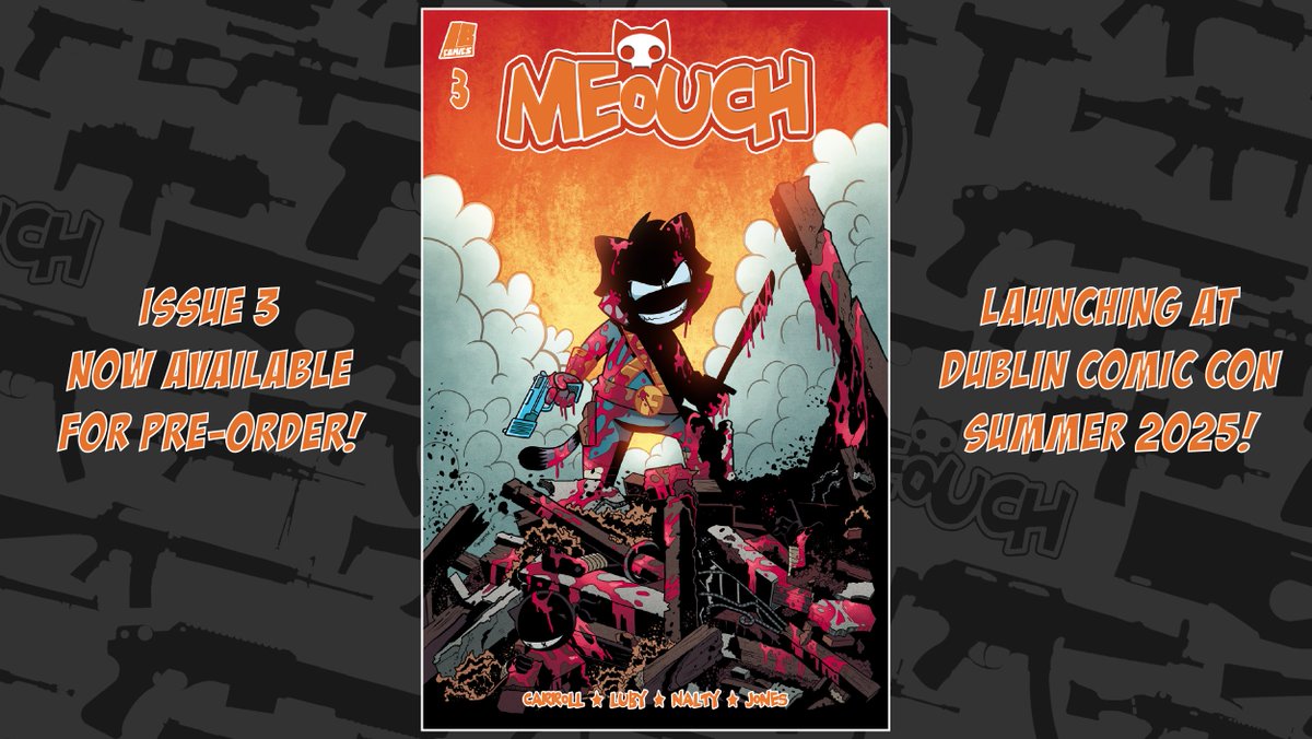 lb_comic's tweet image. Now available for Pre-Order - Meouch #3! Collection only, at the Dublin Comic Con launch!
ko-fi.com/s/f10da0a7a2
Writer: @writeranonymous
Artist: @garethluby
Colourist: Rebecca Nalty
Letterer: Rob Jones - new to the series!