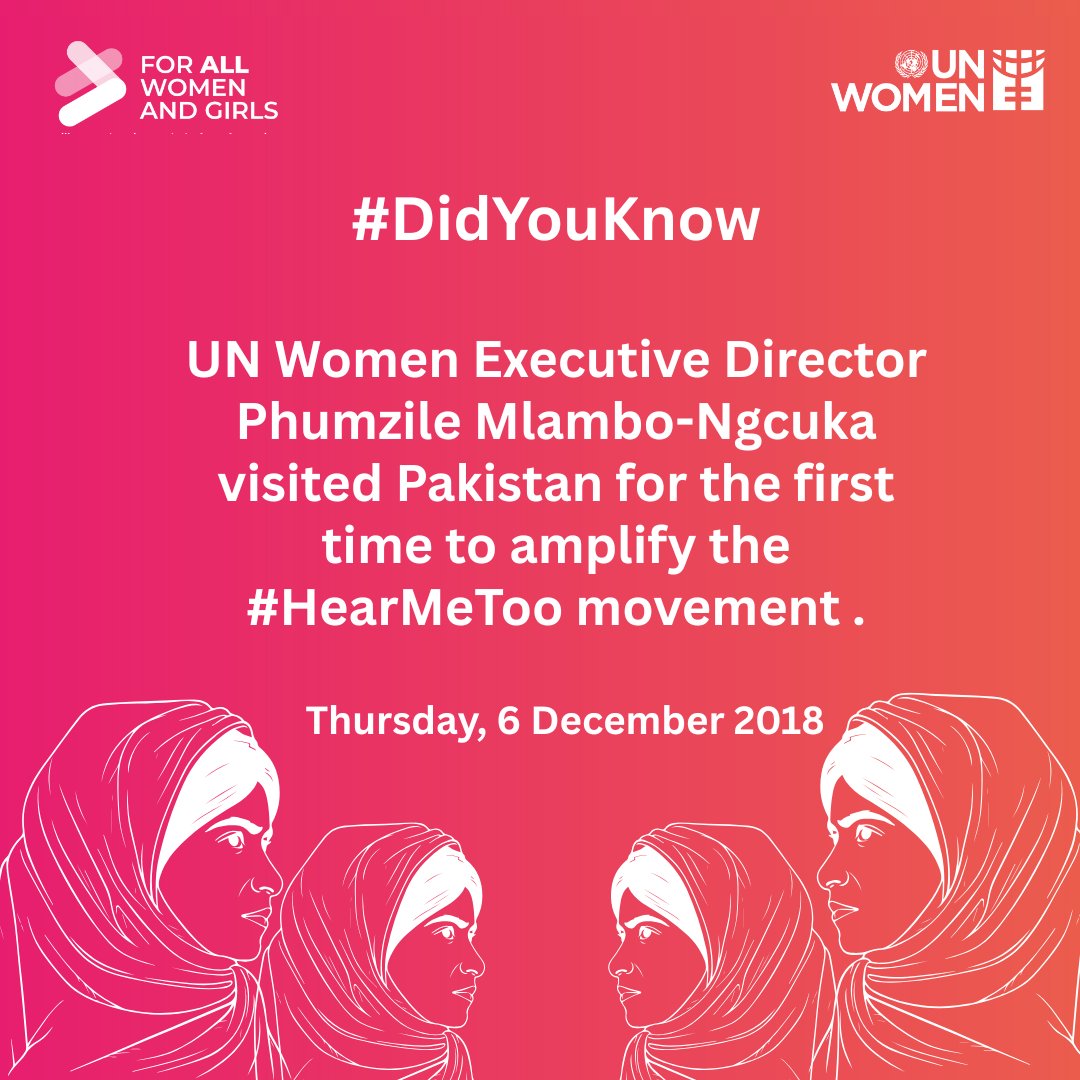 unwomen_pak's tweet photo. Day 8 | 15 Years of @UN_Women
In 2018, ED Phumzile Mlambo-Ngcuka visited 🇵🇰 for the first time during #16Days, amplifying #HearMeToo & spotlighting local efforts to end violence against women. 💜🔥
🔗 https://t.co/B3pEw00Lvs...
#UNWomen15 #EndViolence #GenderEquality https://t.co/8pT7tEBl1C
