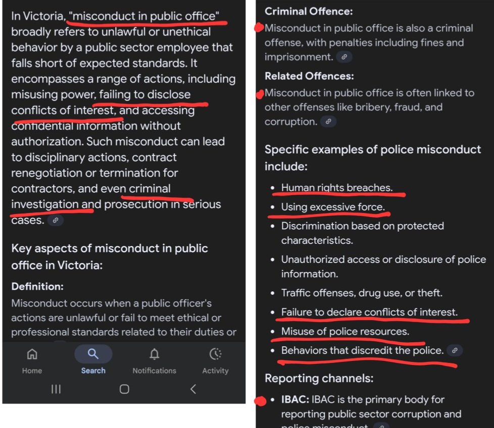 Misconduct in Public Office is a serious crime. In Victoria, in Australia. Every single decision making Bureaucrat in office in Australia since 2020 is GUILTY of this. From mandates, to lockdowns, to having police slam civilians to the ground &amp; allowing foreign interference in