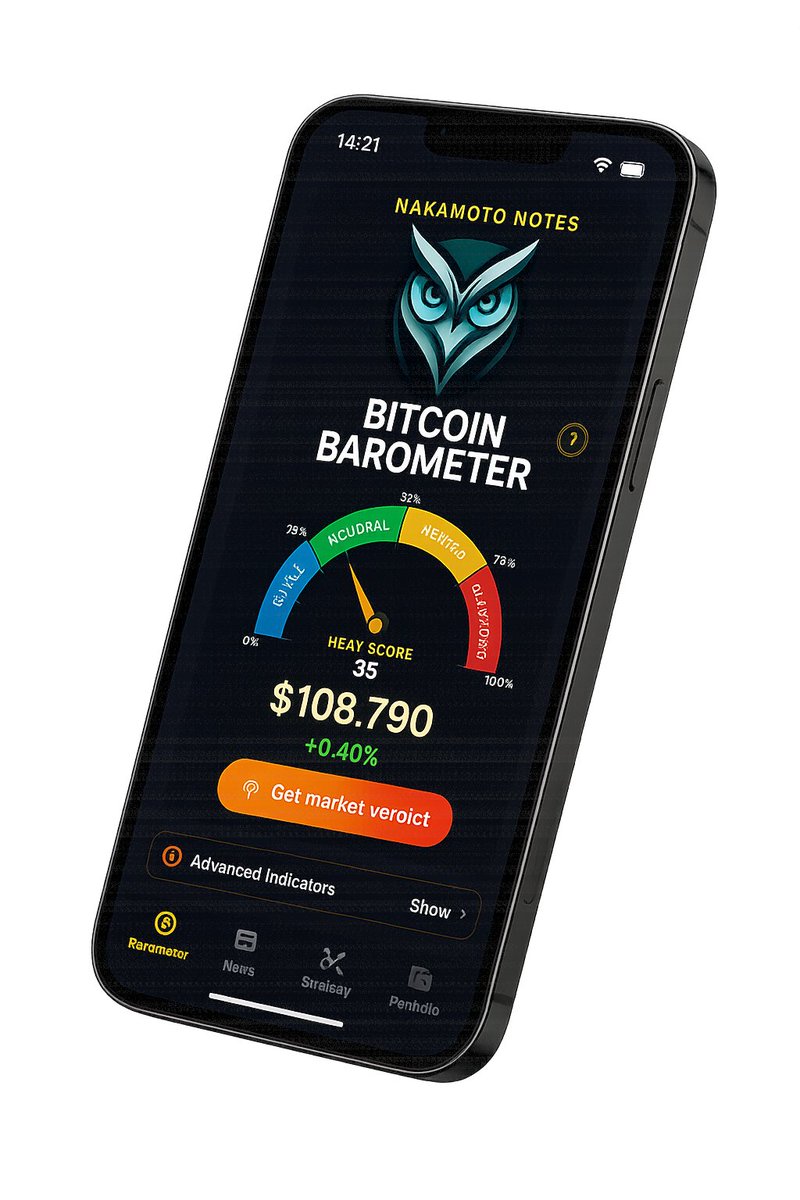nakamotonotes's tweet photo. The brand new and improved version of the Nakamoto Notes Bitcoin barometer app is live in the appstores!!

Go check it out! It's free... 
https://t.co/5Zy01MwW9I https://t.co/dIIgzBdSWC