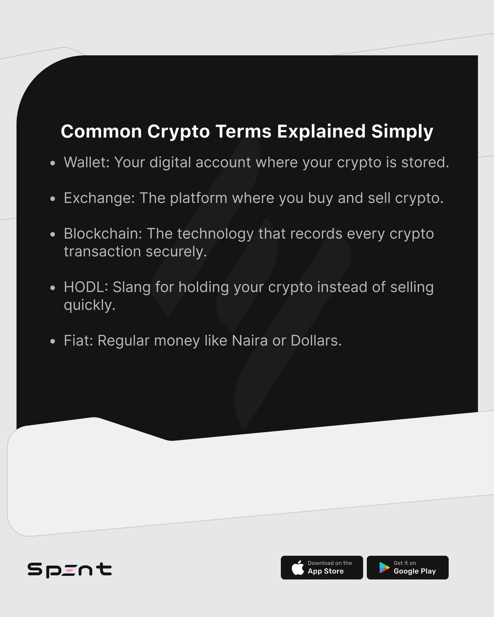 spentnow's tweet photo. You’ve heard the buzzwords—blockchain, wallet, gas fees…🫵🏿
But what do they actually mean?🤔
We broke it down so you don’t have to guess anymore.
Crypto, made simple🚀
#CryptoForBeginners #SpentNow #LearnCrypto https://t.co/GkMD1Zd0hz