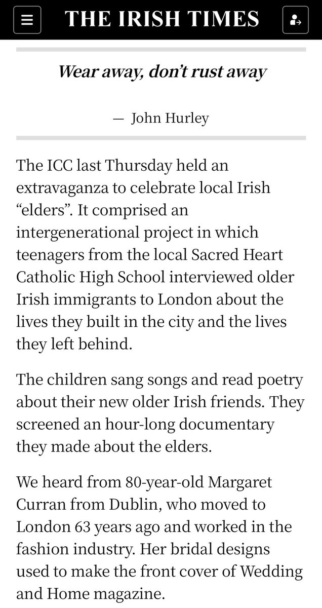 MyICCLondon's tweet image. Check out this beautiful piece in @IrishTimes! 💚A belated appreciation of one of Britain’s oldest ethnicities: the Irish elders - feat. our Intergenerational film & exhibition event at The Irish Cultural Centre last week. Time for us to be celebrated more irishtimes.com/world/uk/2025/…