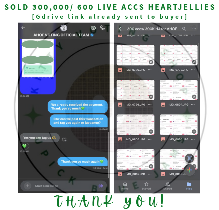 bluejamskvotes2's tweet image. [STARPLANET SALE  07-08-2025 ]  

SOLD: 300,000💗 heartjellies/ 600 live voting accounts in The Show [382th Live Vote] for AHOF.

Thank you so much for putting your trust in us. We hope to serve you again next time!💚😊

BUYER: @AHOFVOTINGTEAM 🫶

#kittysalesproofs #ahof #kpop