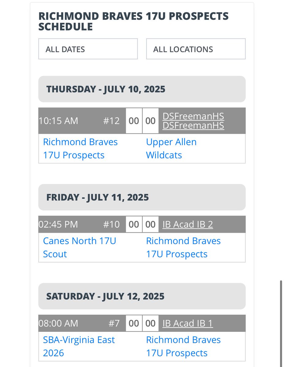 RichmondBraves's tweet photo. 17u Plat Prospects, 17u Prospects, and 17u National get going tomorrow at the PBR Mid Atlantic Championships!

@PrepBaseVAS https://t.co/6mVlpqftvk