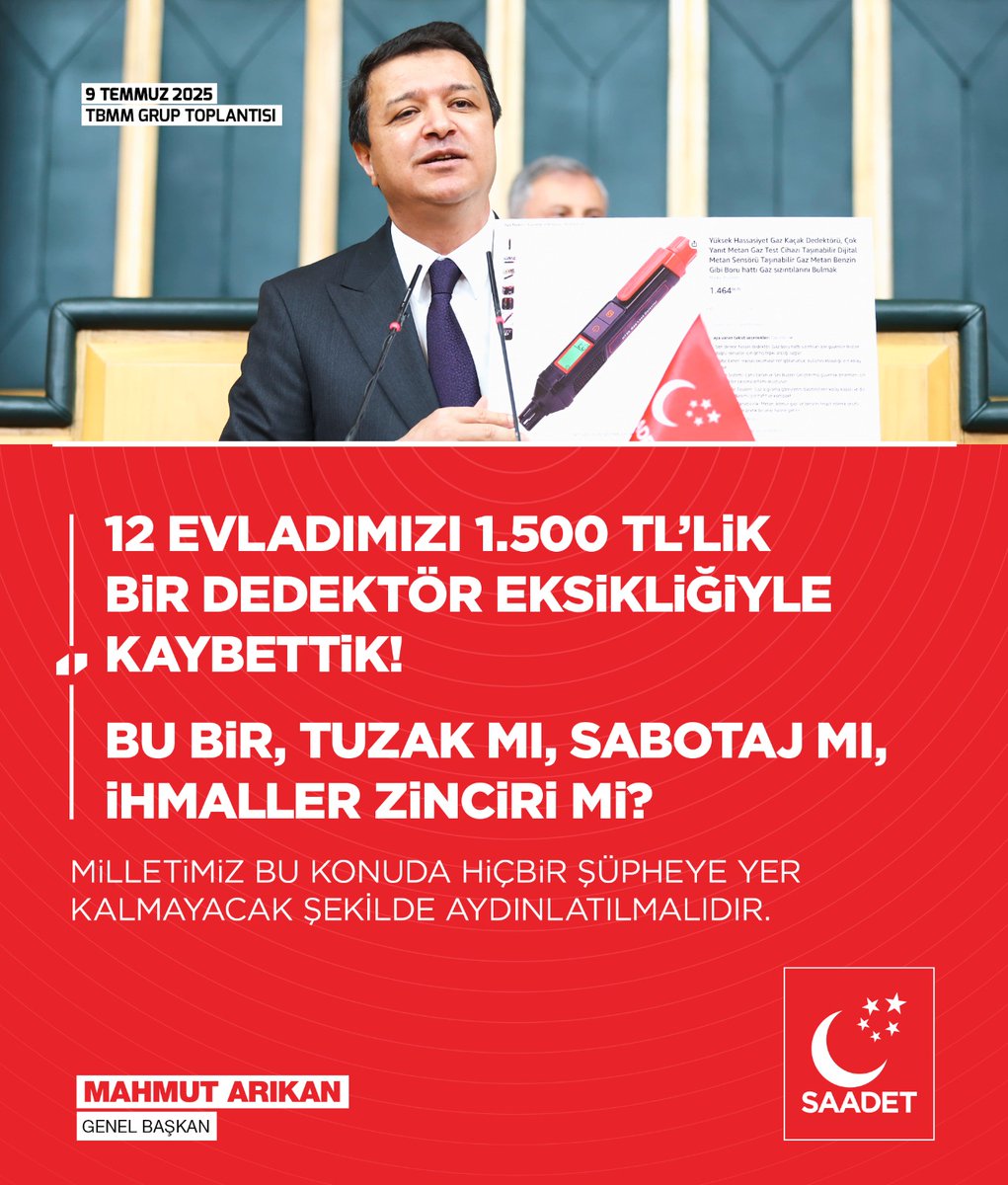 gencspbregenz's tweet photo. "12 Evladımızı 1500 TL'lik bir dedektör eksikliğiyle kaybettik!"

Mahmut Arıkan
#SaadetPartisi Genel Başkanı https://t.co/hJgOSk8fvw