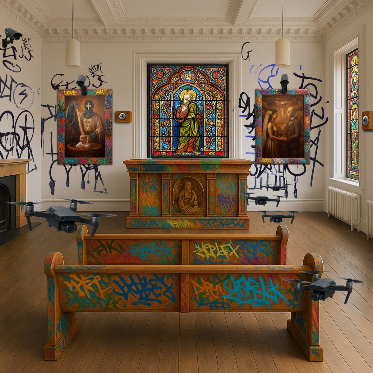 Would you enter an art gallery like this? AR drones, headset access. Everything else very real. #EXPOS3D won't be your typical exhibition. It will watch you. Follow you. It’s a warning. 12–18 October, Edinburgh.