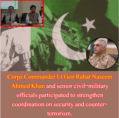 CreativeEsha_'s tweet image. Corps Commander Lt Gen Rahat Naseem Ahmed Khan and senior civil-military officials participated to strengthen coordination on security and counter-terrorism.
@helnayyy
@BalochYaasir
@zalmanmeh
@sahir_Balochh_
#Balochistan
#ApexCommittee
#SarfarazBugti
#SecurityUpdate