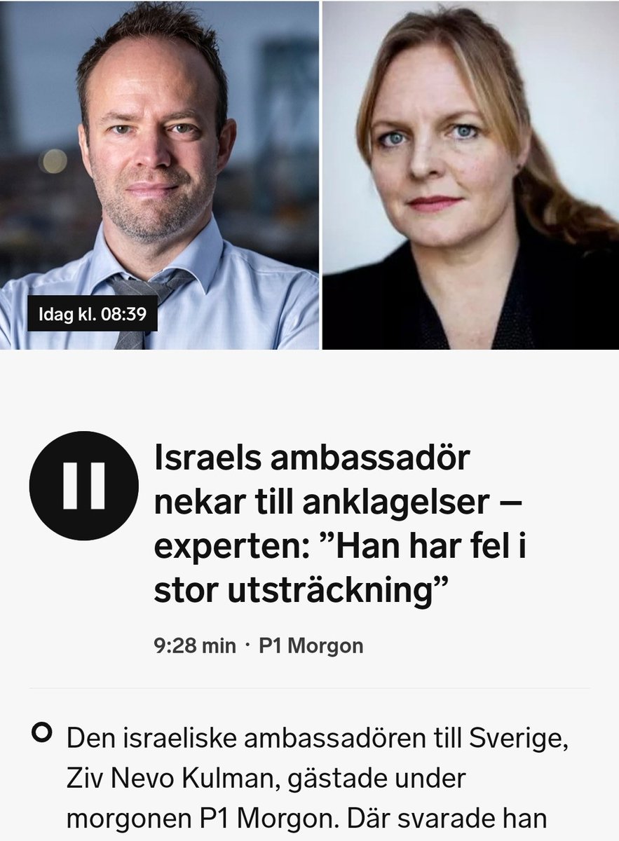 Måste vara pinsamt som svensk jude att Israels ambassadör uppenbart  ljuger i riksradio?