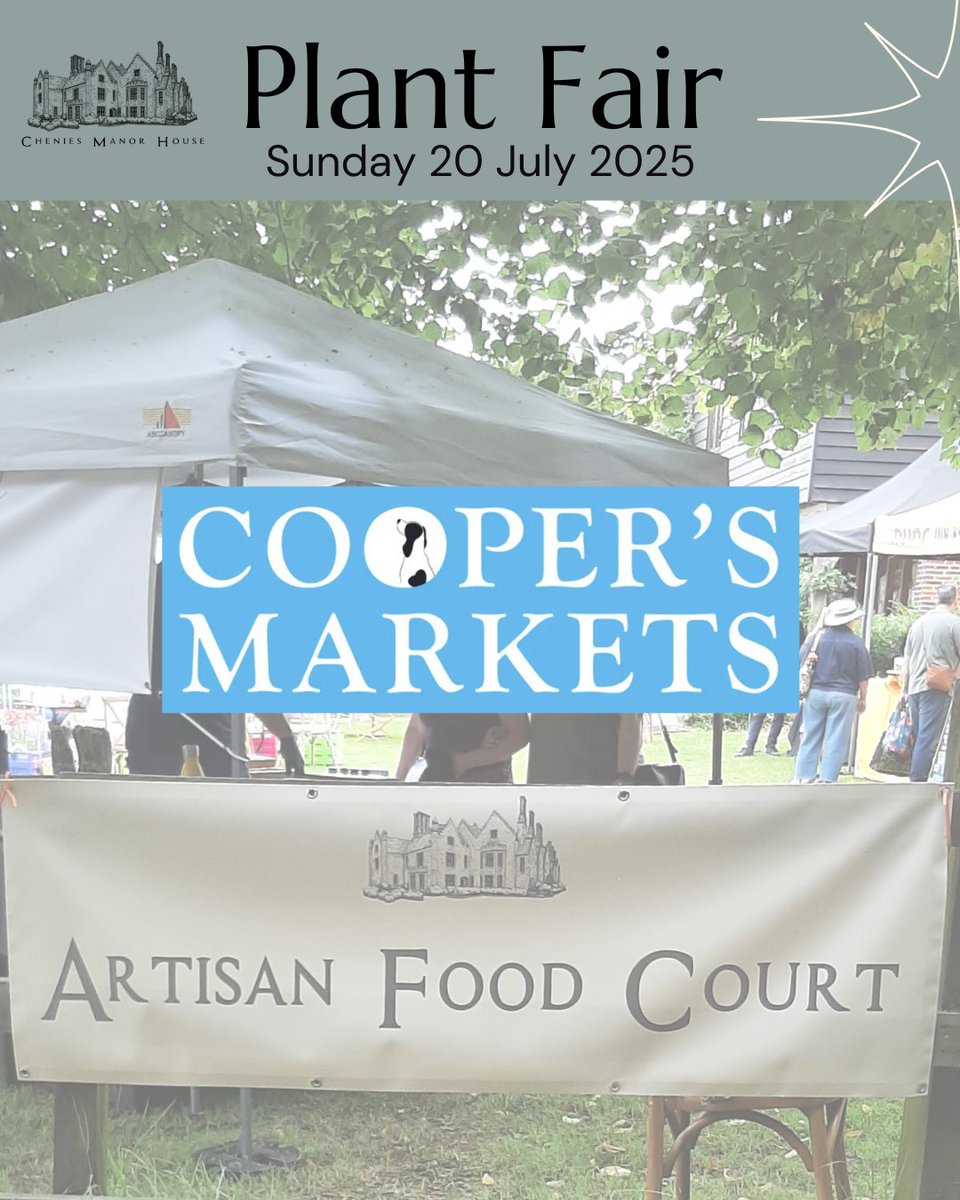 CheniesManor's tweet image. Sunday 20 July 2025 #PlantFair
As well as plants, we have Coppers Markets, with their artisan food court attending too!
Book your tickets now - and remember, the early bird really does get the pick of the best!
cheniesmanorhouse.co.uk/event/plant-fa…