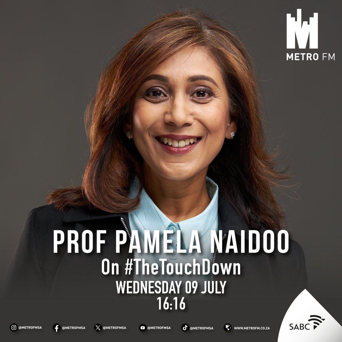 🎙️ Our CEO, Prof Pamela Naidoo, will be live on Metro FM sharing insights about employee wellness today at 16:16 . Tune in and let’s connect through conversations that matter!🧠❤️ 📻 #RadioInterview #TheTouchDown #HSFSA #CVDREDUCTION
