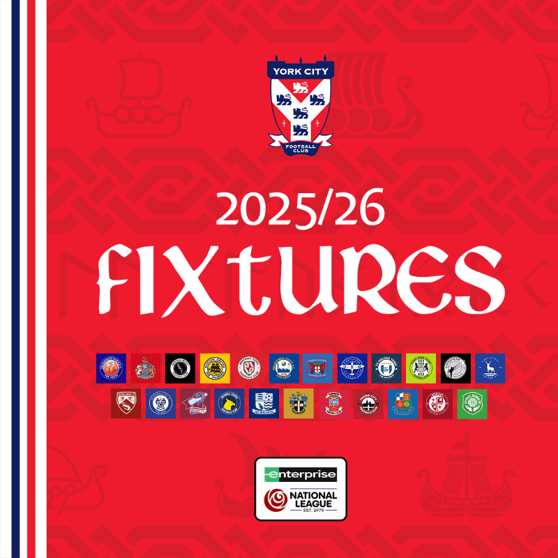 YorkCityFC's tweet photo. 📅 Our 2025/26 Enterprise National League fixtures have been revealed.

⤵️

#YCFC🔴🔵