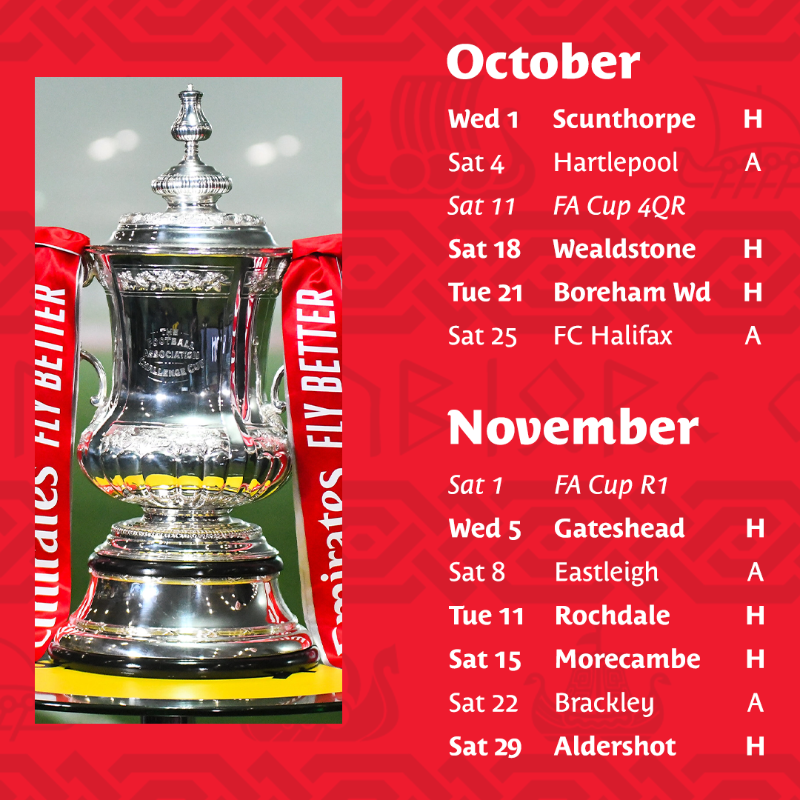 YorkCityFC's tweet photo. 📅 Our 2025/26 Enterprise National League fixtures have been revealed.

⤵️

#YCFC🔴🔵
