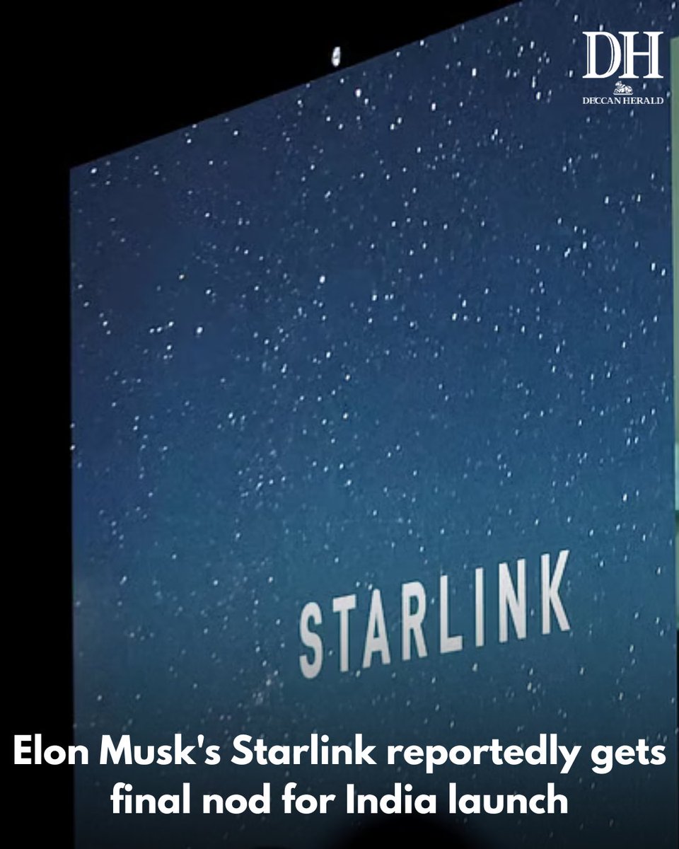 DeccanHerald's tweet photo. #Starlink has received a #license from #India's space regulator to launch #commercialoperations in the country, clearing the only remaining regulatory hurdle for the satellite provider to enter the market.

https://t.co/FL2KeKRvze https://t.co/iiu3y9KQcX