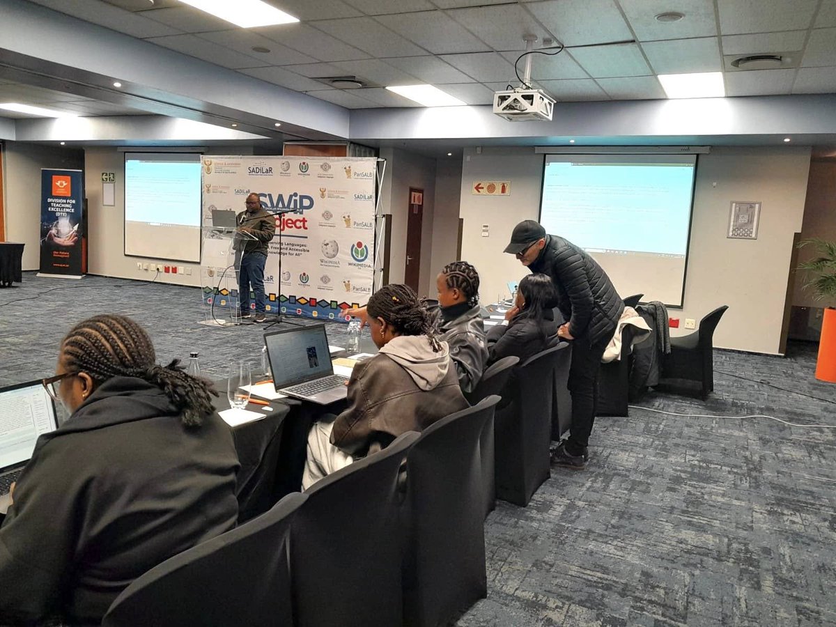 SADiLaR (@sadilar_za) on Twitter photo Day 2 of the SWiP workshop at <a href="/go2uj/">University of Johannesburg</a> is in full swing!
Participants are gaining hands-on training to become Wikipedia volunteers. You can also join the movement & help preserve our official SA languages alive online!
<a href="/Wikimedia_ZA/">Wikimedia South Africa</a> <a href="/PanSALB/">Pan South African Language Board</a>
#SWiP #LanguagePreservation Day 2 of the SWiP workshop at <a href="/go2uj/">University of Johannesburg</a> is in full swing!
Participants are gaining hands-on training to become Wikipedia volunteers. You can also join the movement & help preserve our official SA languages alive online!
<a href="/Wikimedia_ZA/">Wikimedia South Africa</a> <a href="/PanSALB/">Pan South African Language Board</a>
#SWiP #LanguagePreservation
