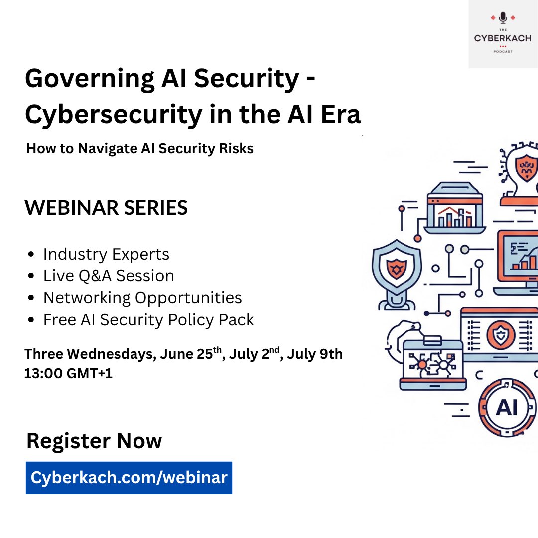esentry_mssp's tweet image. Join Gbolabo Awelewa and other cyber executives to discuss regulations, compliance, best practices in AI and how to navigate AI security risks.
Date: July 9
Time: 1PM (GMT+1)
Don’t miss this opportunity to stay ahead of the curve.
👉 Register now: zoom.us/webinar/regist…