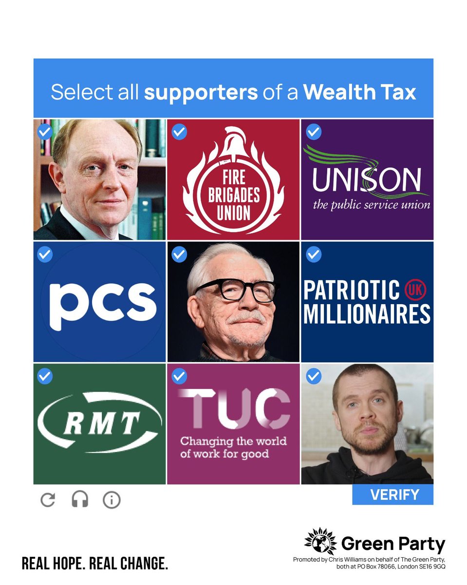 TheGreenParty's tweet photo. Unions, bankers, millionaires, 75% percent of the public &amp; many more support taxing wealth fairly

The Green Party has long supported fixing our unfair tax system

With the inequality gap growing ever wider, now is the time for Labour to listen to the people and tax wealth fairly https://t.co/y6bMULgmtW
