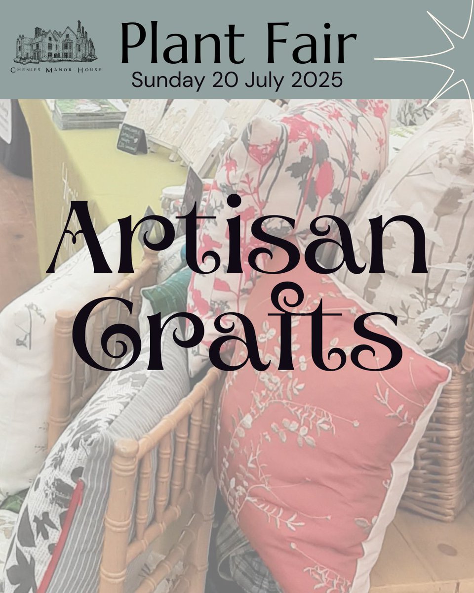 CheniesManor's tweet image. A welcome to return of the talented artisan crafts for this year's plant fair on Sunday 20 July 2025
Also at the Plant Fair
• Specialist Nurseries
• Horticultural Equipment
• Book signings
• Refreshments
• Food Court
• Chenies Shop
Book your tickets now