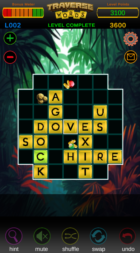 Level 2 Complete

The letters are all random, so you have to strategize your play.