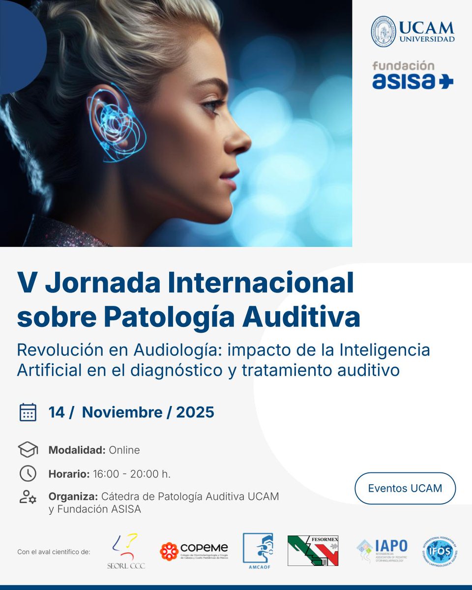 🎧 Ya están abiertas las inscripciones para asistir a la V Jornada Internacional sobre Patología Auditiva, bajo el lema 'Revolución en Audiología: impacto de la Inteligencia Artificial en el diagnóstico y tratamiento auditivo'

🗓 Fecha: 14 de noviembre de 2025
⏰ Horario: