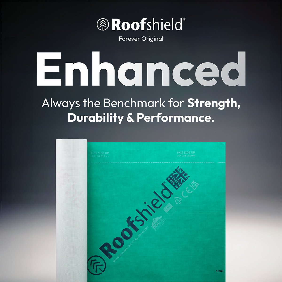 Don &amp; Low's talented in-house research and development team recently enhanced Roofshield®, resulting in an impressive weight of 196 grams per square metre! Being the heaviest and thickest air and vapour-permeable roofing membrane, Roofshield® delivers even better strength,