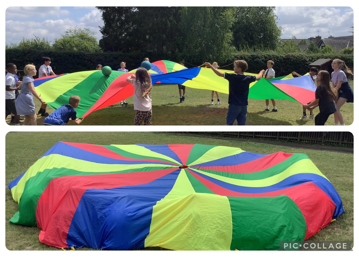 SwithPrimarySch's tweet image. Year 6 asked if they could play parachute games before the end of term so this morning we’ve been having fun with the parachute! #Class4Swithland