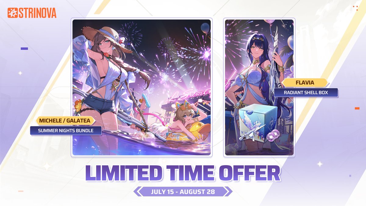 Strinova_EN's tweet image. Limited Time Offer Preview | Summer Music Festival Themed Outfits
Feeling the heat?🔥 The beat's taking over the beach!🏖️
Moonlit silhouettes, waves glowing to the rhythm of fireworks.🎆
Dive into a fusion of midnight ocean and neon lights—
Let your soul sync to the rhythm of…