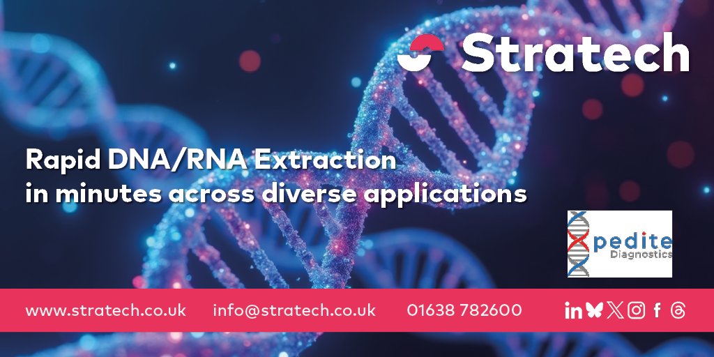 Stratech_UK's tweet image. Meet @XpediteDx experts in Rapid Extraction of DNA & RNA for #diagnostics
SwiftX Toolbox speeds up #molecular testing workflow improves accuracy & optimizes #pointofcare testing in
#Parasitology #Bacteriology #Oncology #Mycology #Virology
Discover: stratech.co.uk/our-partners/x…