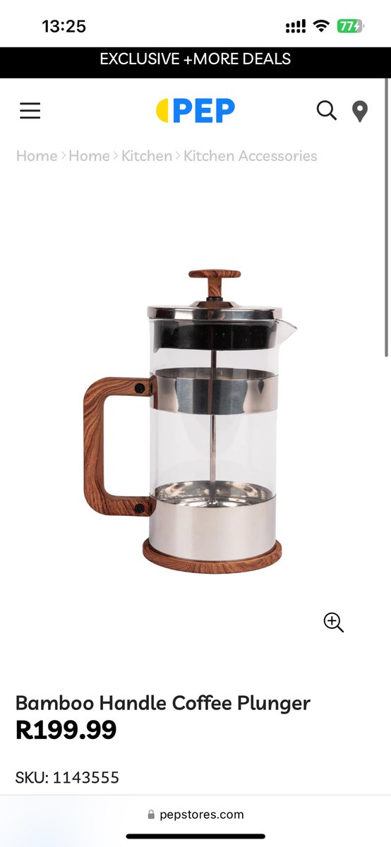 Ayanda95761647's tweet image. Definitely a Bamboo Handle Coffee Plunger from @PEPstores_SA 🥹♥️

@AfternoonChat 
#PEPHomeExpress