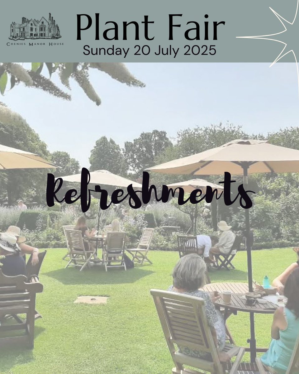 CheniesManor's tweet image. The Garden Tea Room
Our tea room offers a delicious selection of homemade cakes, selection of teas and coffee.
A perfect spot to take a break from shopping at the plant fair.
Or for any visit to Chenies Manor House & Gardens!