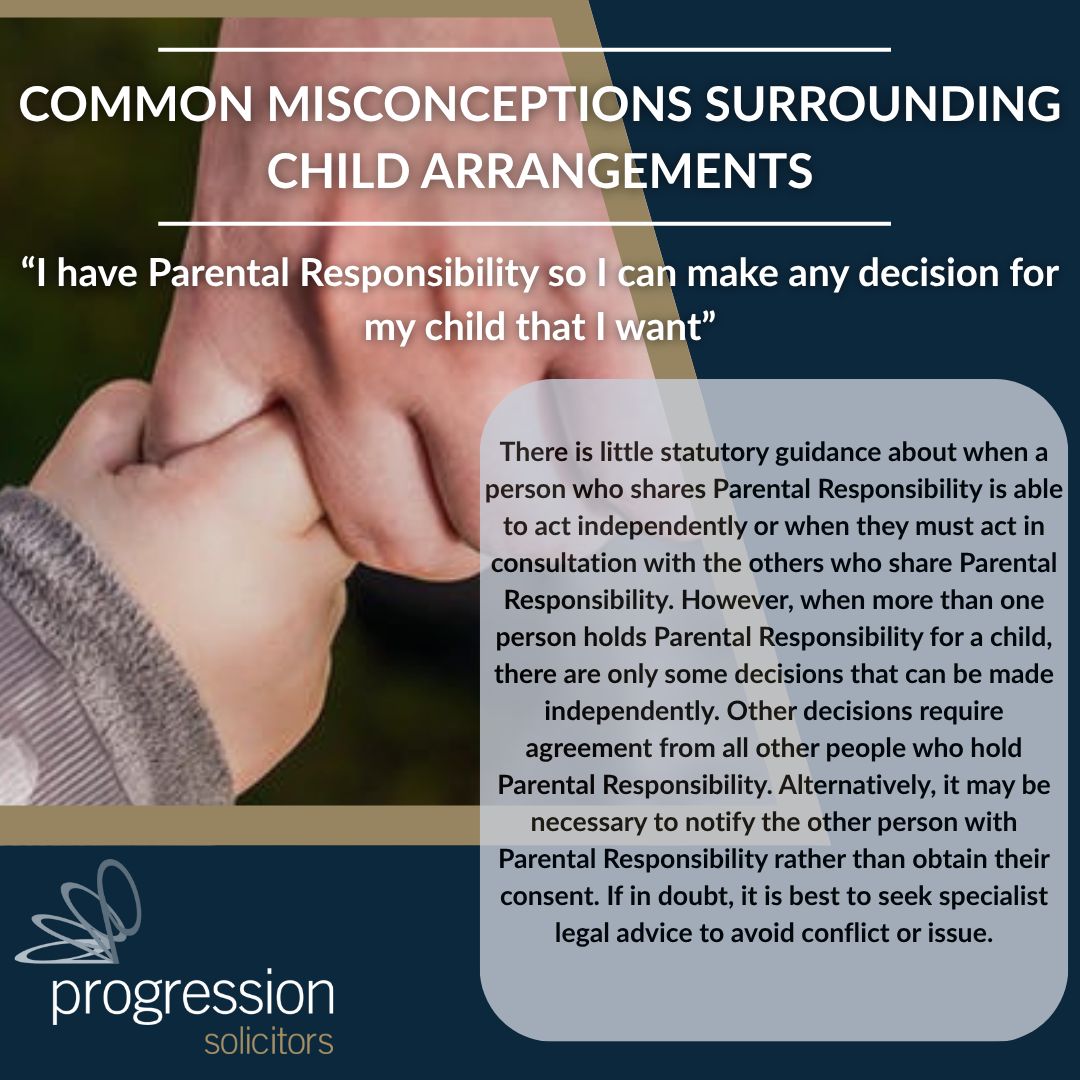Child Arrangements Misconceptions Series Part Four.

If you would like to speak with a member of our family team to discuss child arrangements please do not hesitate to get in touch on 0333 305 7777 or via our website progressionsolicitors.com

#Solicitor #FamilyLaw