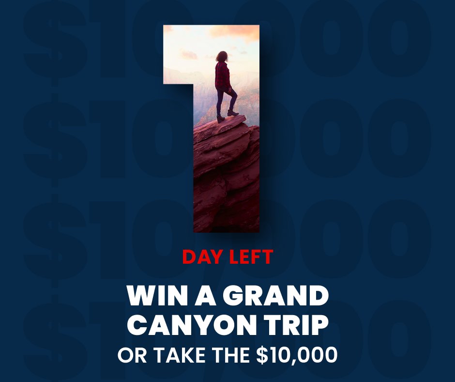 ⏰ Act Fast - Time’s Running Out ⏰ 



Big skies, open trails, and the kind of views you’ll never forget are waiting at the Grand Canyon and the adventure could begin with your entry right here. Dream big and get #InItToWinIt before the clock runs out: bit.ly/3GA0o6I