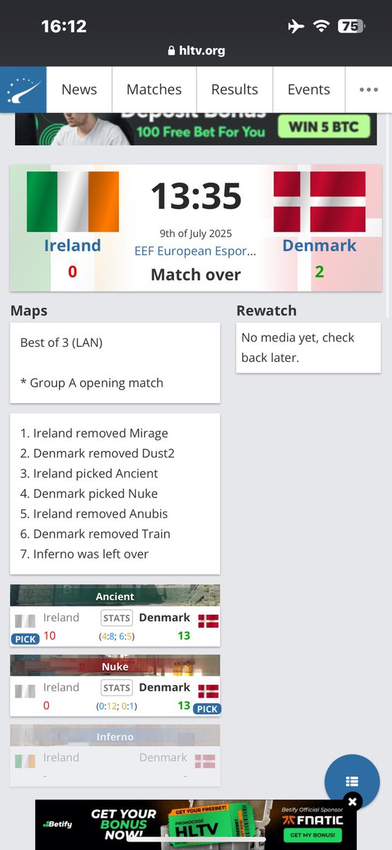 The fine counterstrike-ing nation of Ireland has taken a surprising loss to relatively unknown Denmark

The generosity of the Irish showing once again, letting weaker scenes have a chance at glory 🇮🇪🇮🇪🇮🇪

GG <a href="/ARTISTCS2/">arTisT</a> <a href="/Zerpherr/">Jack "Zerpherr" Kelly</a> &amp; team