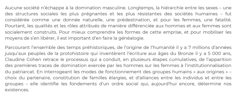 Anthony Guyon (@anthony_guyon) on Twitter photo 1/2. En août aux éditions <a href="/PComposes/">Passés composés</a>
Claudine Cohen, Aux origines de la domination masculine.
En librairie le 27 août. 1/2. En août aux éditions <a href="/PComposes/">Passés composés</a>
Claudine Cohen, Aux origines de la domination masculine.
En librairie le 27 août.