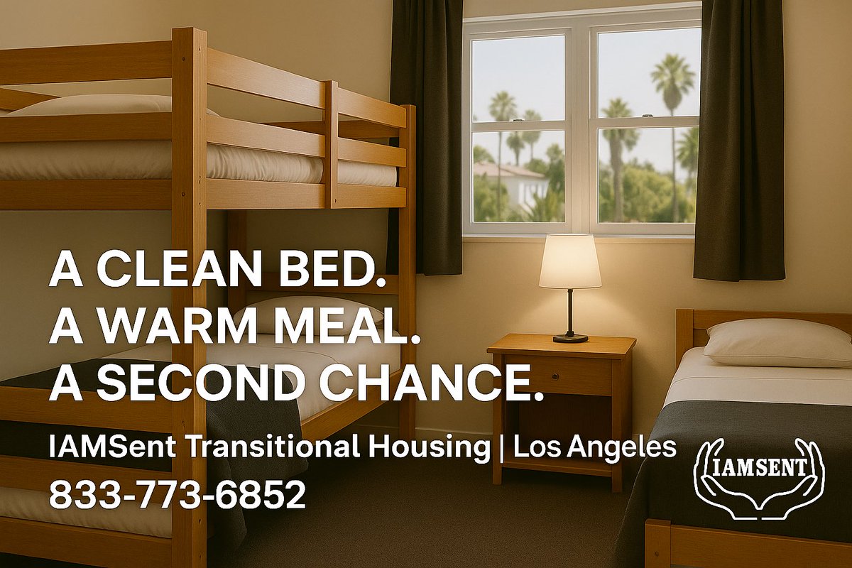 iamsentla's tweet photo. A clean bed. A warm meal. A second chance.
IAMSent provides transitional housing and hope for those rebuilding their lives in LA. 🏠💙
📍 Los Angeles | https://t.co/MSbQgib1hi
#IAMSENT #HopeStartsHere #EndHomelessness #SecondChances #LAHousing https://t.co/tygpj2sMja