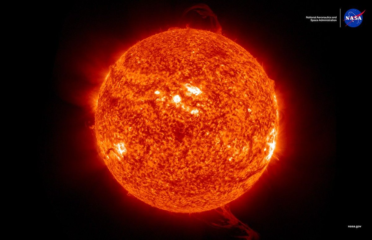 NASASun's tweet image. This month, the Sun is stealing the spotlight!
July’s #NASAScience calendar image showcases a spectacular solar eruption, captured in Dec. 2023 by the SUVI instrument aboard NOAA’s GOES West satellite. This SUVI 304Å image reveals plasma in the Sun’s upper chromosphere, at a…