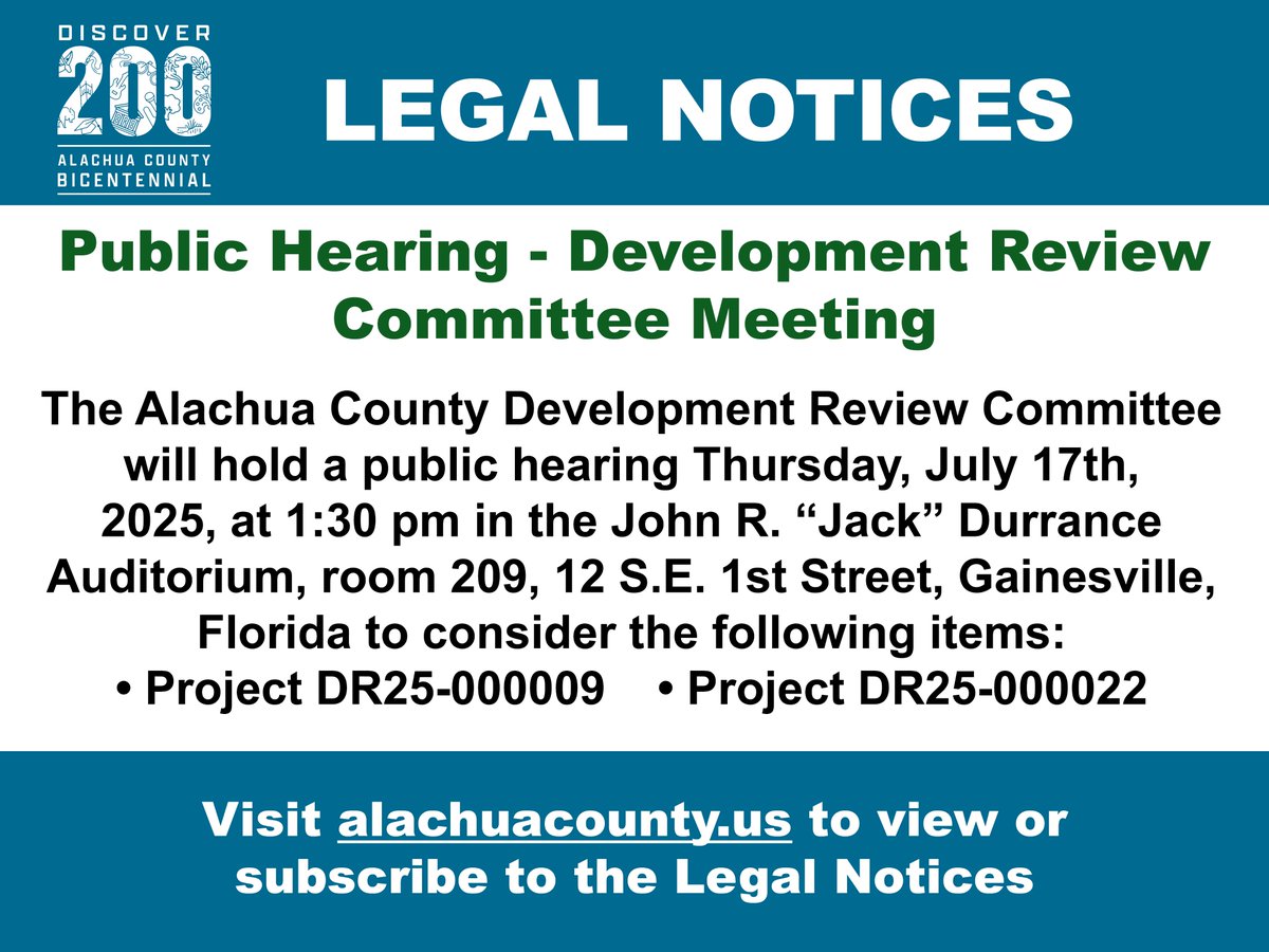 IMPORTANT LEGAL NOTICE: Public Hearing - Development Review Committee Meeting  tinyurl.com/22wtfmdc