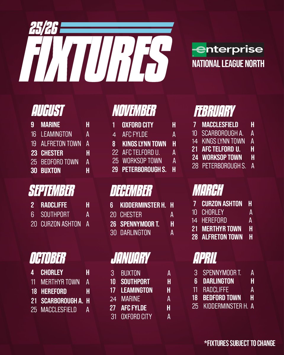 SouthShieldsFC's tweet image. ๐๏ธ ๐ฎ๐ฑ/๐ฎ๐ฒ ๐๐๐ซ๐ง๐จ๐ฅ๐๐ฆ!
๐ Here is how the 25/26 Enterprise National League North will play out!
Which games have caught your eye? ๐
#SSFC #AlwaysReady
