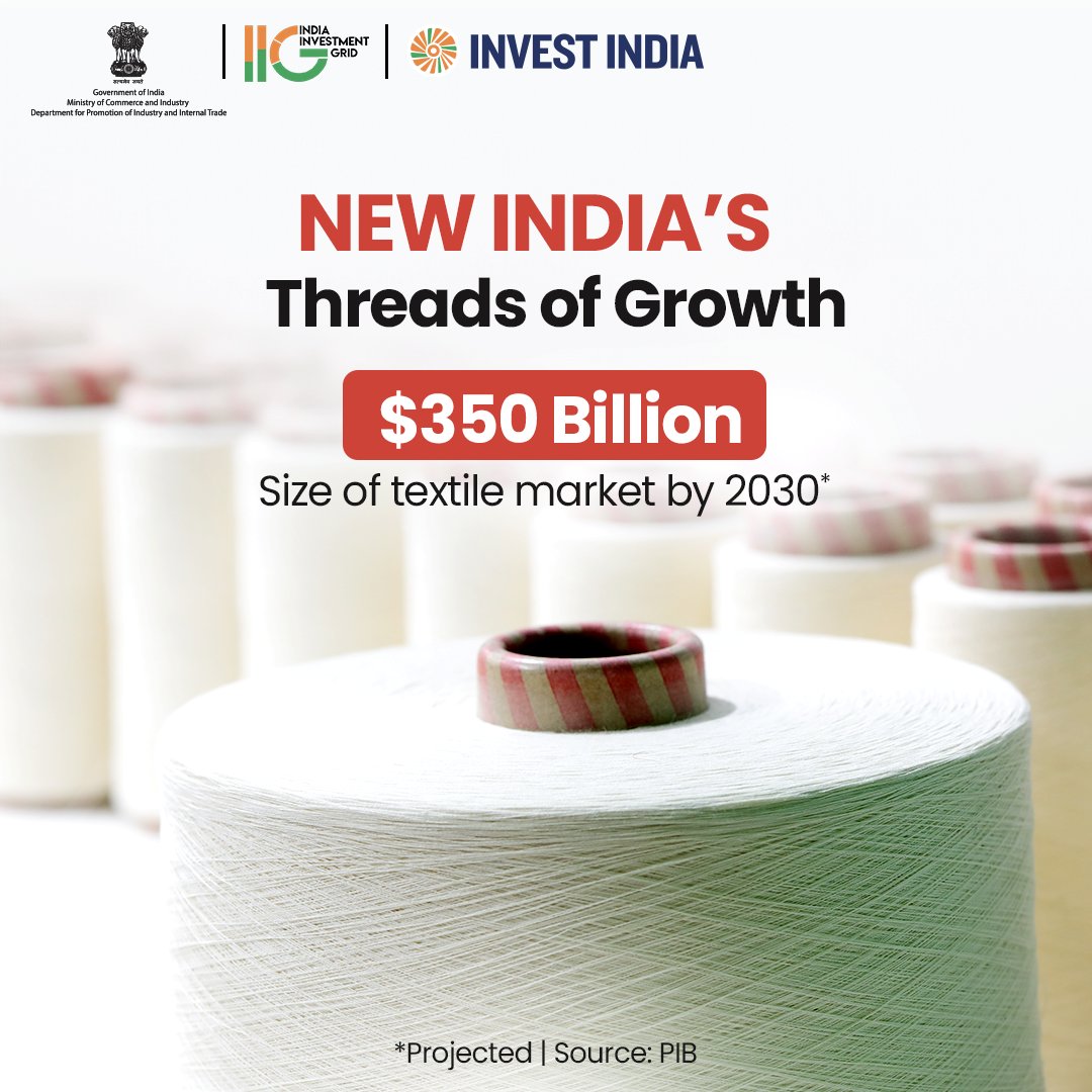 IIG_GoI's tweet image. #GrowWithIndia
#NewIndia's textile & apparel industry is a significant economic powerhouse, employing millions & generating substantial foreign exchange. With #MakeInIndia in full power, the nation is a premier investment destination.
Visit: bit.ly/IIGTextile
#IIG