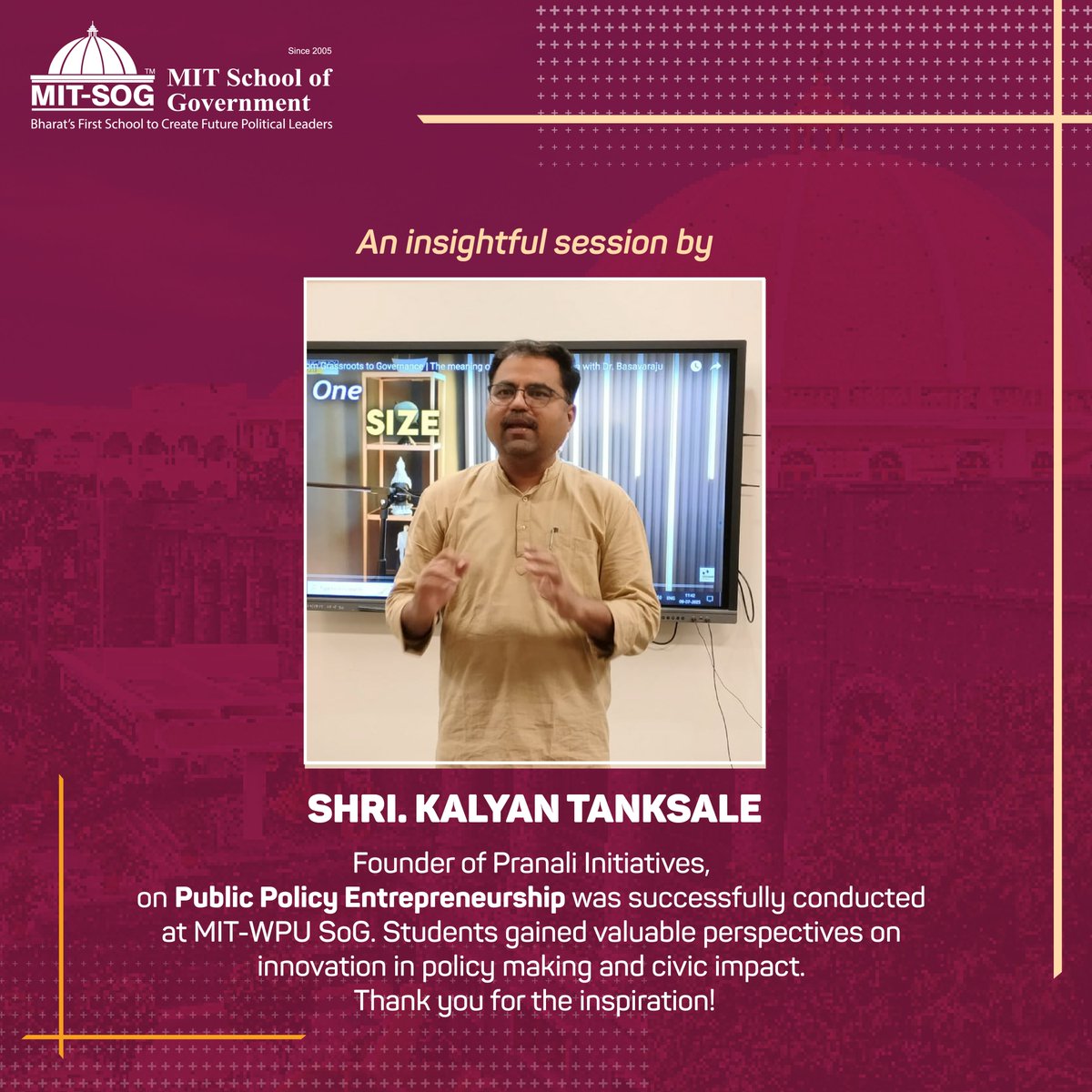 mit_sog's tweet photo. MIT-WPU School of Government recently hosted a series of guest lectures by experts from the fields of politics, journalism, and public policy.
Shri. Vidyabhushan Arya spoke on the use of rhetoric in today’s politics.
#MITSchoolOfGovernment #MITSoG #Politics #MaharashtraPolitics https://t.co/v5SevmQwQX