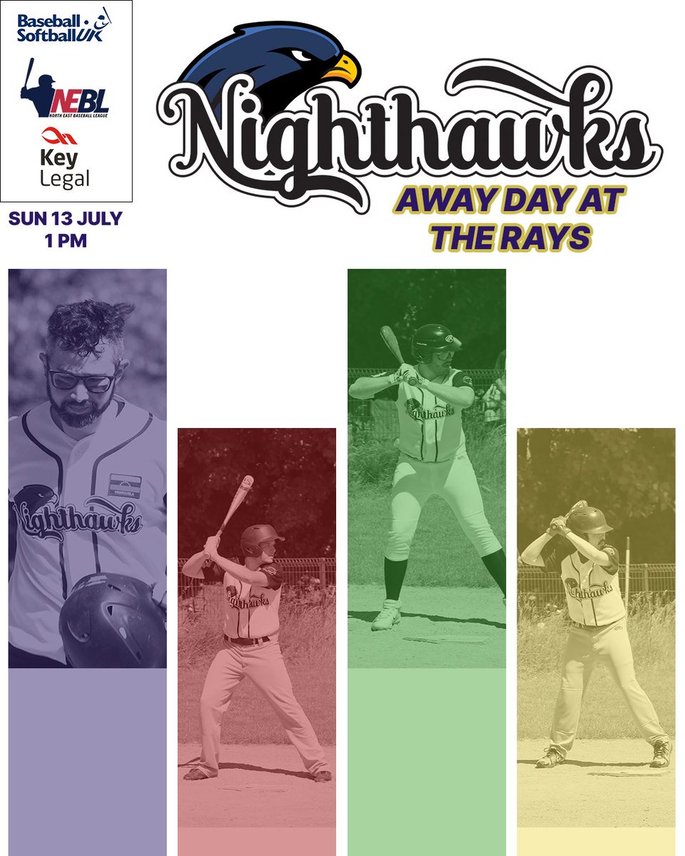 Our NEBL Nighthawks are venturing north to Edinburgh this Sunday July 13th to take on the Edinburgh Rays!

The doubleheader start at 1PM, so come witness some great Baseball at Morgan Playing Fields ⚾️

#FlyTogether #NewcastleSport #Baseball #UKBaseball #BritishBaseball