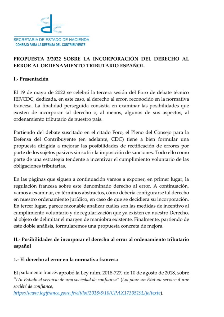 <a href="/sanchezcastejon/">Pedro Sánchez</a> Resulta que ustedes también proponen aprobar una cláusula Quirón: el Consejo para la Defensa del Contribuyente, dependiente de la secretaría de Estado de Hacienda, ha propuesto la regulación del "derecho al error" en el ámbito tributario (2022), buscando que los contribuyentes