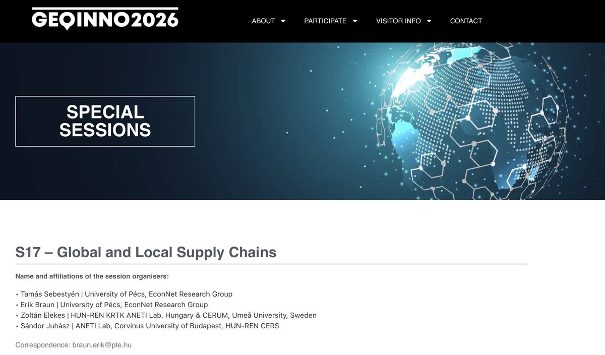 📢Call for Papers📢

🔍If you are interested in supply chains and want to present your latest research results, please apply for the Global and Local Supply Chains special session (S17) <a href="/geoinno2026/">Geography of Innovation Conference</a>.

🚨Deadline: 14th July
📍Hungary
📅28-30/01/2026
✉️ geoinno2026.com/call-for-paper…