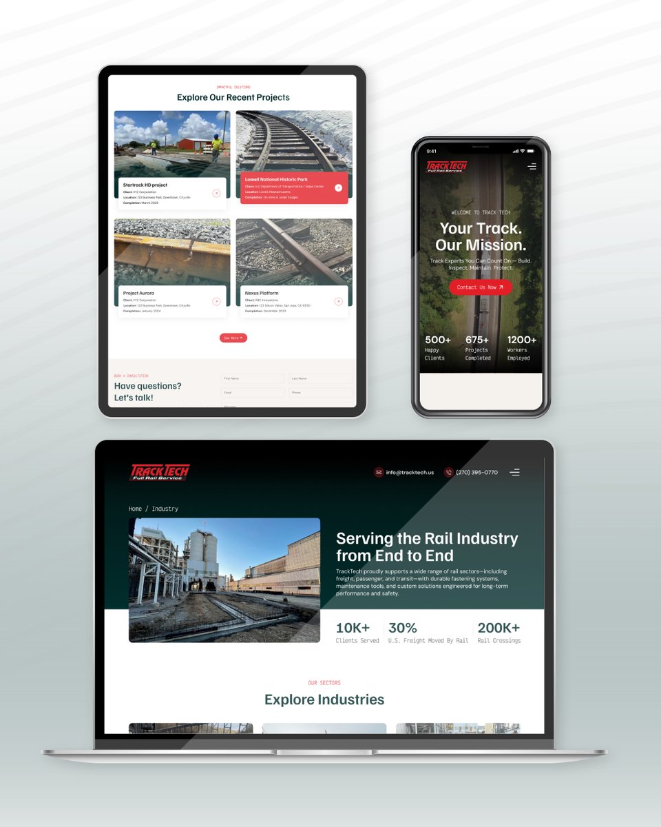 TrackTech_Inc's tweet image. We’re proud to announce the launch of our newly redesigned website, tracktechinc.com

It’s now easier than ever to explore our railroad construction contractor services, industries, and more.

Take a look around and let us know what you think!

#TrackTechInc #newwebsite