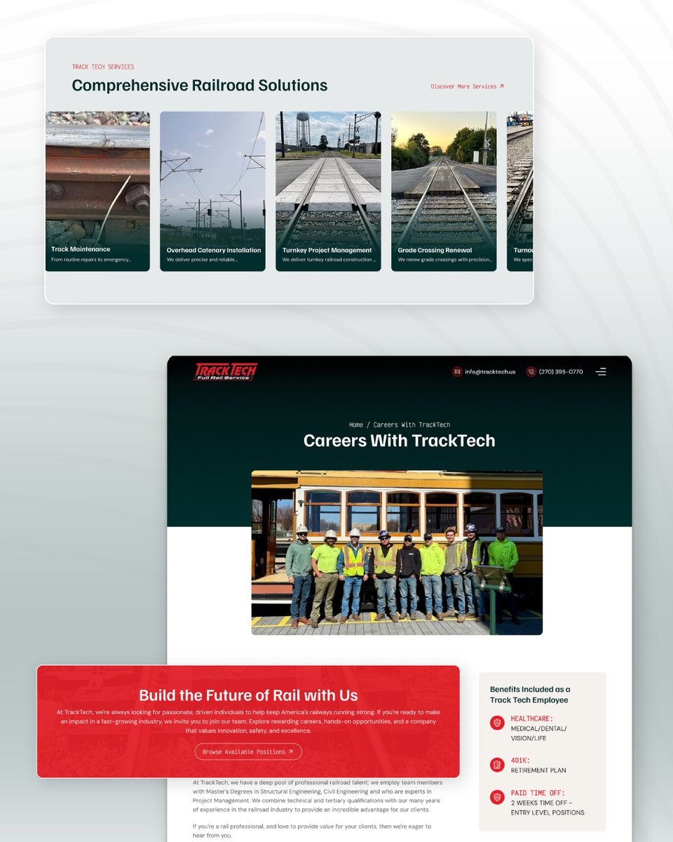 TrackTech_Inc's tweet image. We’re proud to announce the launch of our newly redesigned website, tracktechinc.com

It’s now easier than ever to explore our railroad construction contractor services, industries, and more.

Take a look around and let us know what you think!

#TrackTechInc #newwebsite